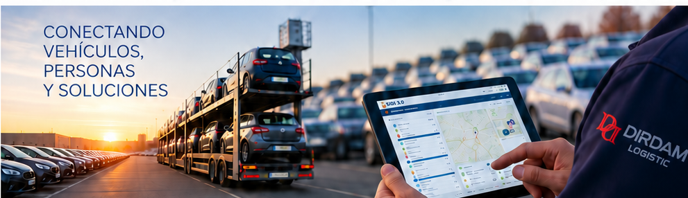 CONECTANDO VEHÍCULOS, PERSONAS Y SOLUCIONES. Transporte de vehículos y plataforma de gestión Dirdam